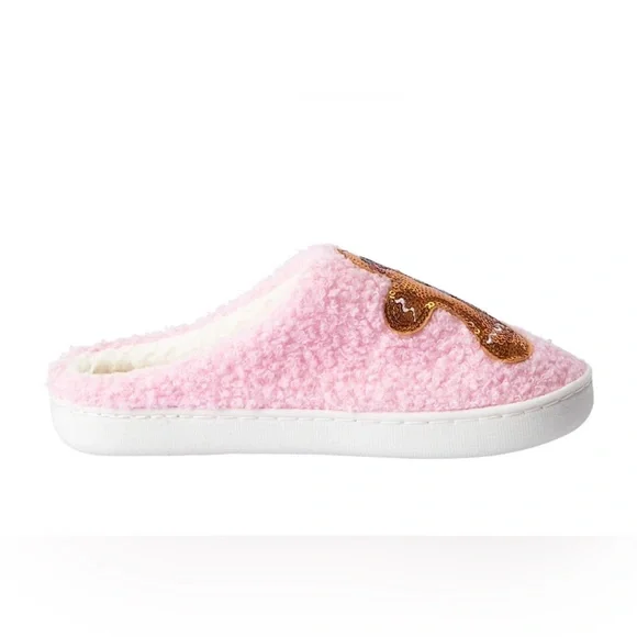 Cozy Pink Gingerbread Sequin Slippers - Picture 11 of 14